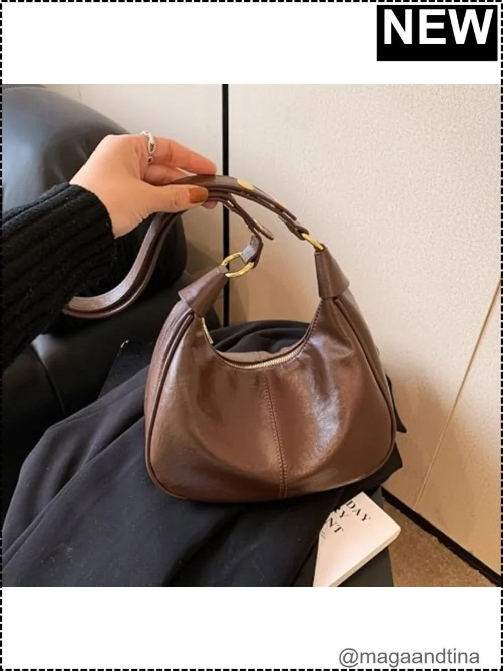 Small Hobo Bag Women Faux Leather Crescent Crossbody Shoulder Purse